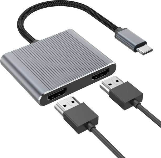 VOOCME USB C to Dual HDMI Adapter USB C to Dual HDMI Adapter,Dual Monitors Adapter 4K@60Hz Digital Sync Screen HDMI Connector