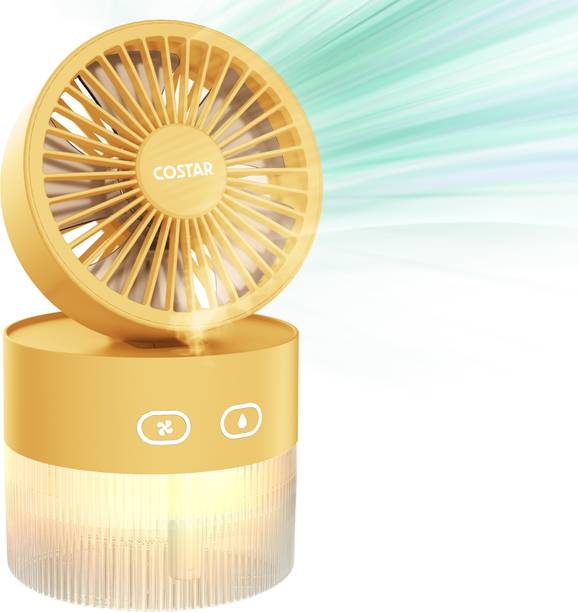 Costar Mini Portable Fan with Mist Spray Humidifier, Rechargeable Fan with Night Light, Brushless 3 Speeds Personal Handheld USB Fan