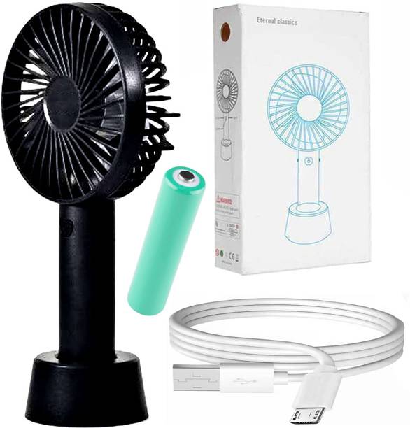 Wilo Handheld Fan Rechargeable Portable Hand Fan with Stand,3 Speeds Small Fan Motor USB Fan for Home,Office,Kitchen, Makeup Travel Use by Women Men Mini USB Fan