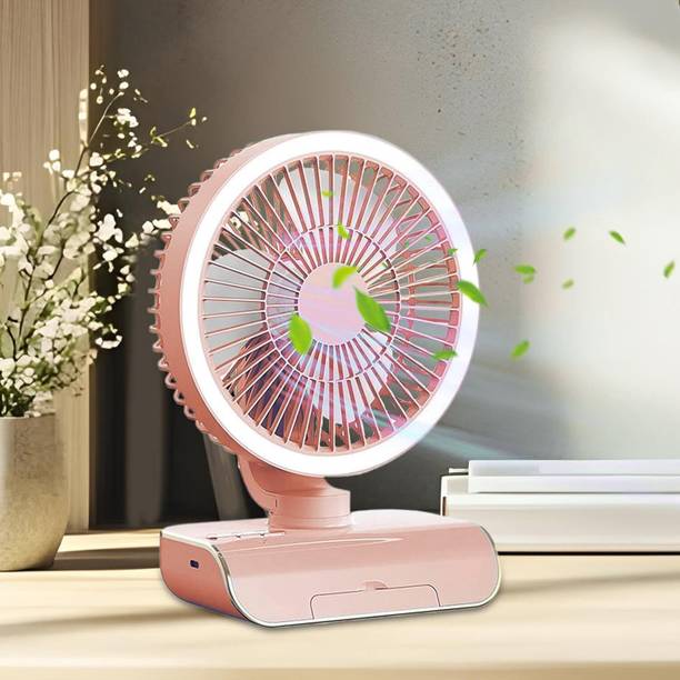 FANOX Rechargeable 4000mAh Desk Fan, Portable USB-Powered Table Fan 3 Blade Led light Cooling Mini Fan for Indoor, Outdoor USB Fan