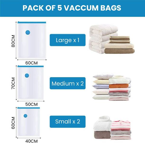 Coozico Bags for Travel clothes and home Blankets, Quilts with hand Pump Travel Storage Vacuum Bags