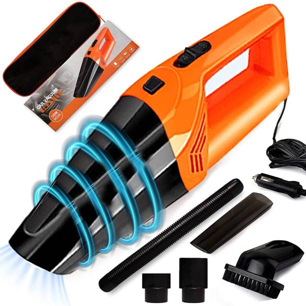 BAZKU Car Vacuum Orange 12V High Power Wet & Dry Portable Handheld Car Vacuum Cleaner Car Vacuum Cleaner with 2 in 1 Mopping and Vacuum, Anti-Bacterial Cleaning