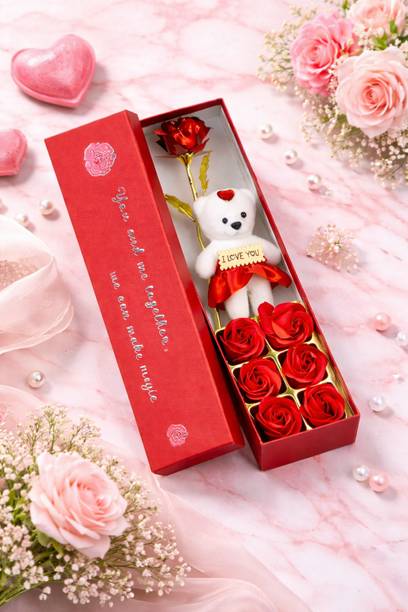 THE CLICK INDIA Artificial Flower, Soft Toy Gift Set