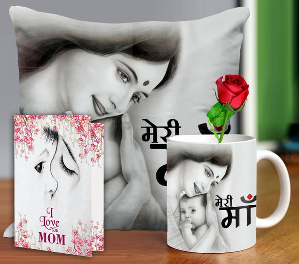 ME&YOU Cushion, Mug, Greeting Card, Artificial Flower Gift Set