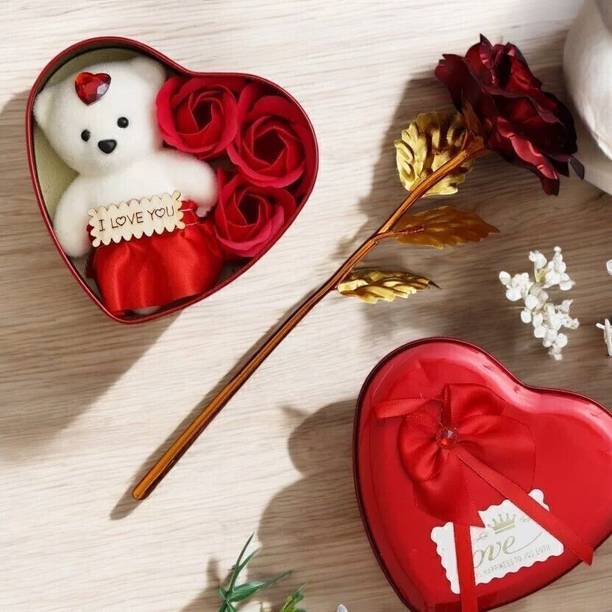 LeafBlu Soft Toy, Artificial Flower Gift Set