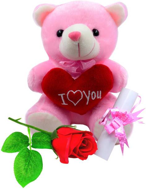 ME&YOU Soft Toy, Artificial Flower, Greeting Card Gift Set