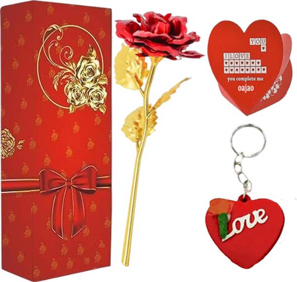 Oajao Artificial Flower, Greeting Card, Keychain Gift Set