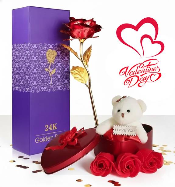 FIRSTLIKE Artificial Flower, Gift Box, Soft Toy Gift Set