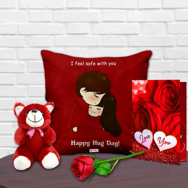 Avirons Artificial Flower, Greeting Card, Soft Toy, Cushion Gift Set