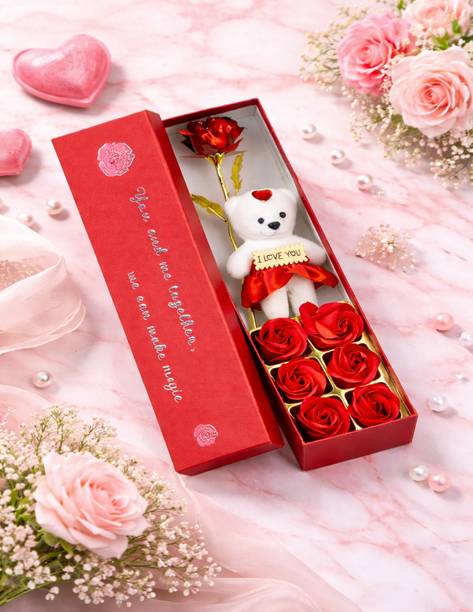 THE CLICK INDIA Artificial Flower, Soft Toy Gift Set