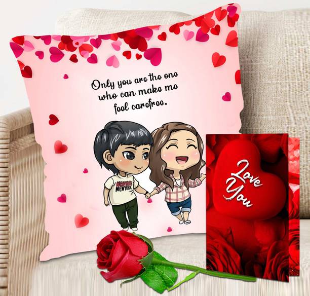 ME&YOU Artificial Flower, Greeting Card, Cushion Gift Set