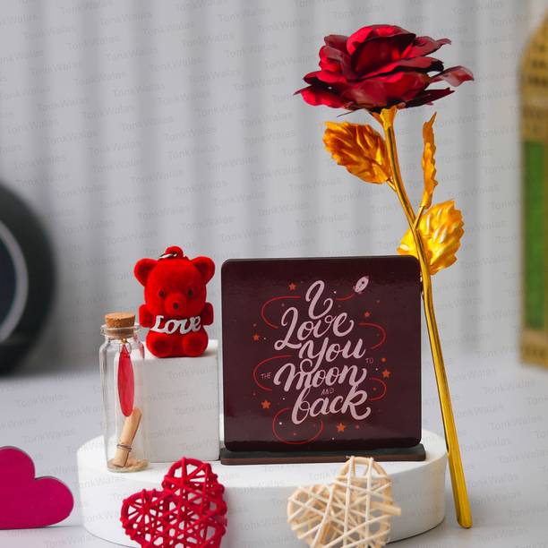 Tonkwalas Artificial Flower, Showpiece, Keychain, Message Pills Gift Set