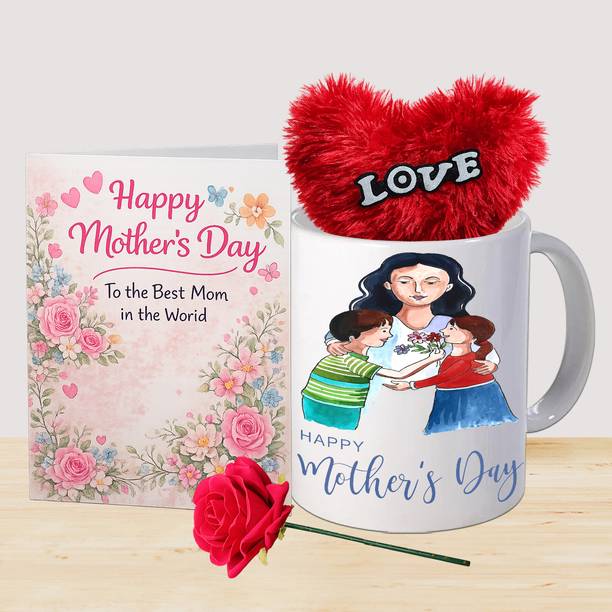 PaMeG Mug, Greeting Card, Artificial Flower, Soft Toy Gift Set
