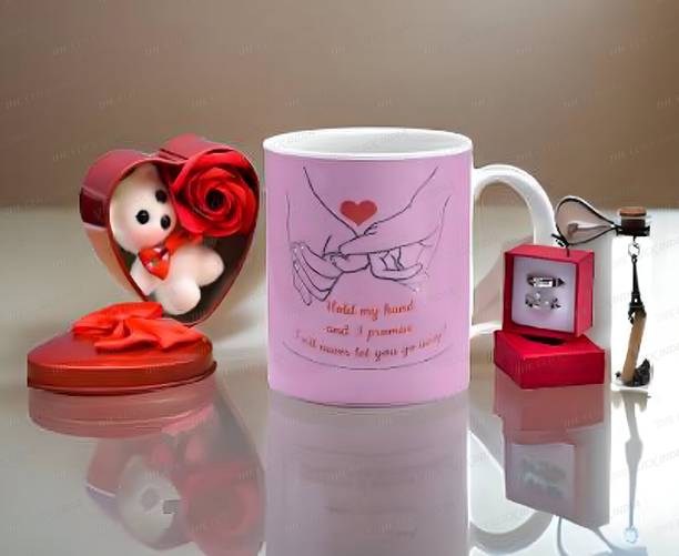 THE CLICK INDIA Mug, Artificial Flower, Message Pills, Jewellery, Soft Toy Gift Set