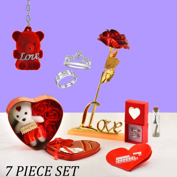 SJS STORE Artificial Flower, Jewellery, Keychain, Message Pills, Soft Toy, Greeting Card Gift Set