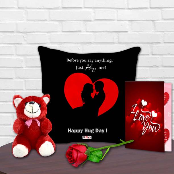 Avirons Artificial Flower, Greeting Card, Soft Toy, Cushion Gift Set
