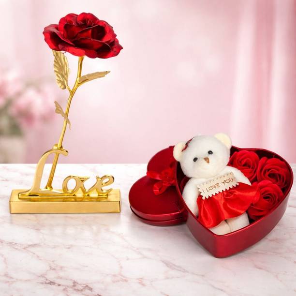 THE CLICK INDIA Artificial Flower, Soft Toy, Showpiece Gift Set