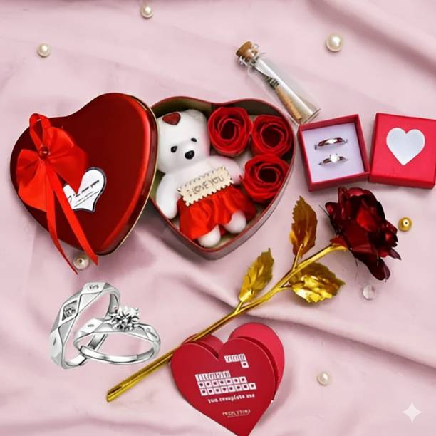 LoveGift Artificial Flower, Soft Toy, Jewellery, Message Pills, Greeting Card, Gift Box Gift Set