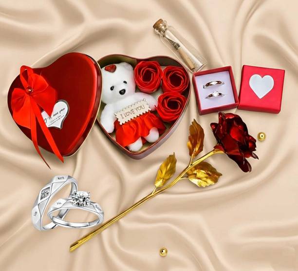 ROZE Artificial Flower, Soft Toy, Jewellery, Message Pills, Gift Box Gift Set