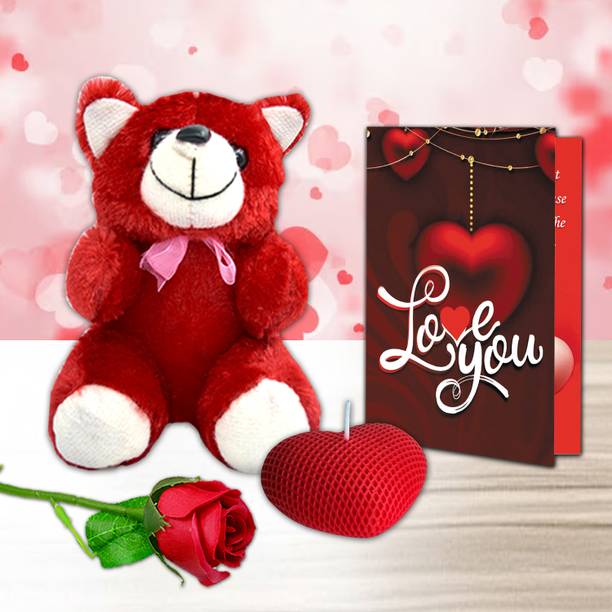 ME&YOU Artificial Flower, Greeting Card, Candle, Soft Toy Gift Set