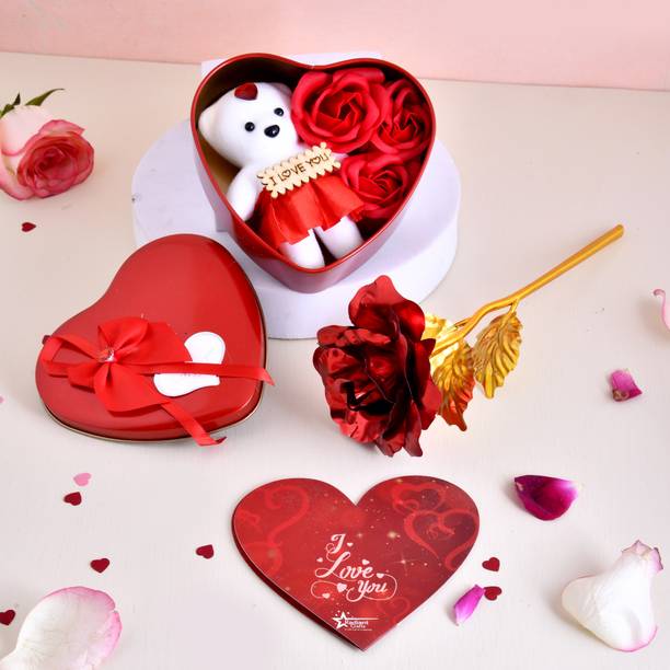 Radiant Crafts Artificial Flower, Showpiece, Soft Toy, Greeting Card Gift Set