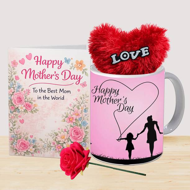 PaMeG Mug, Greeting Card, Artificial Flower, Soft Toy Gift Set