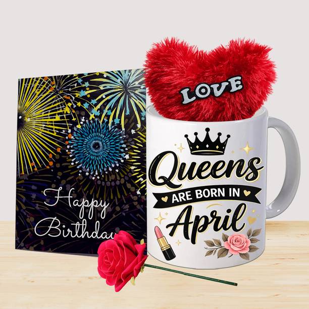PaMeG Mug, Greeting Card, Artificial Flower, Soft Toy Gift Set