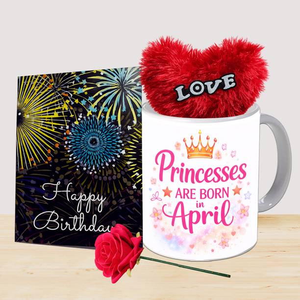 PaMeG Mug, Greeting Card, Artificial Flower, Soft Toy Gift Set