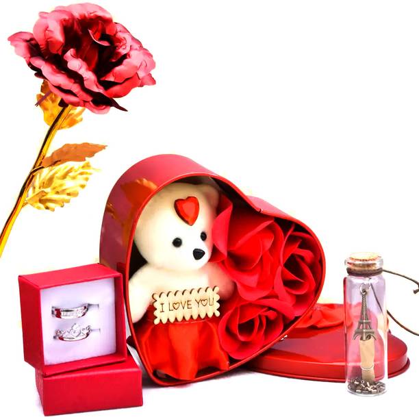 AKSHAJ GIFTS Artificial Flower, Soft Toy, Message Pills Gift Set