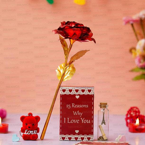 Dreamica Artificial Flower, Greeting Card, Message Pills, Keychain Gift Set