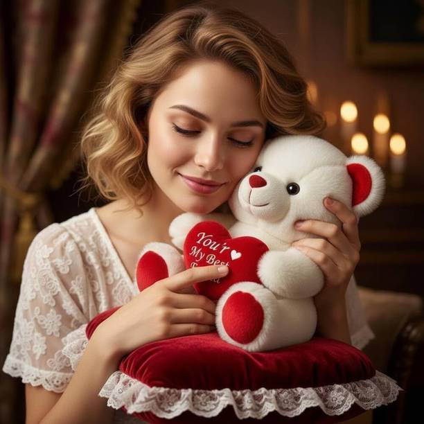 Alvero Premium Teddy Bear Heart Cushion Stuffed Toy Birthday Valentine Girlfriend Gift  - 25 cm