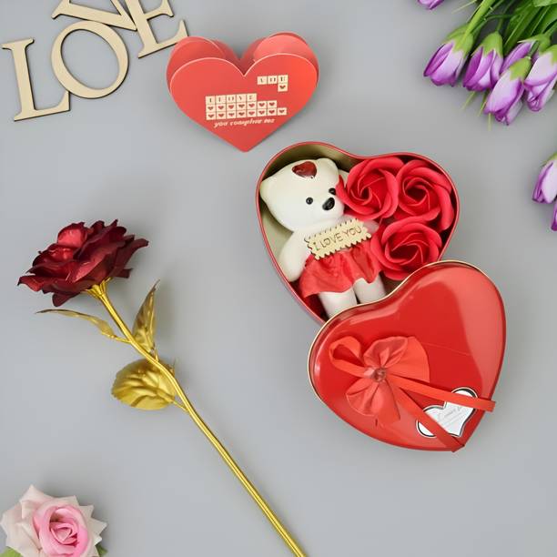 LoveGift Artificial Flower, Soft Toy, Greeting Card, Gift Box Gift Set