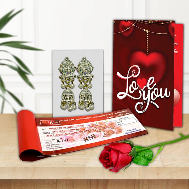 DealBoxx Jewellery, Greeting Card, Artificial Flower, Gift Box Gift Set