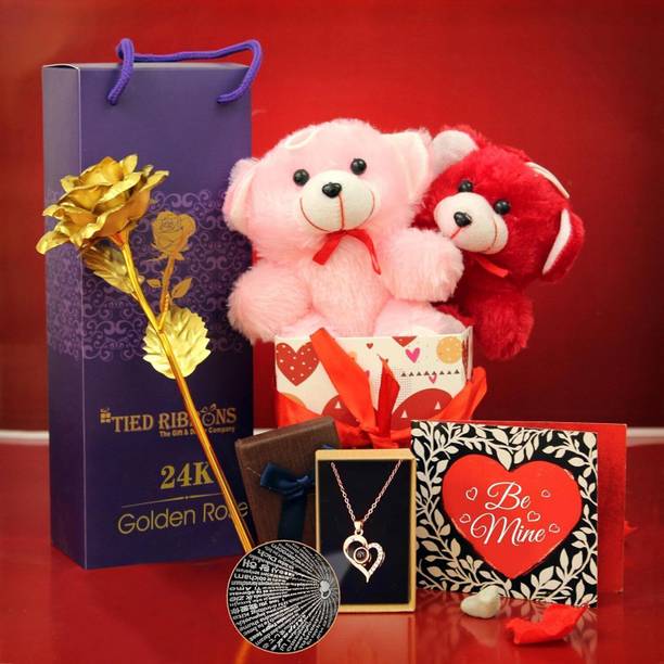 TIED RIBBONS Artificial Flower, Soft Toy, Jewellery, Greeting Card Gift Set