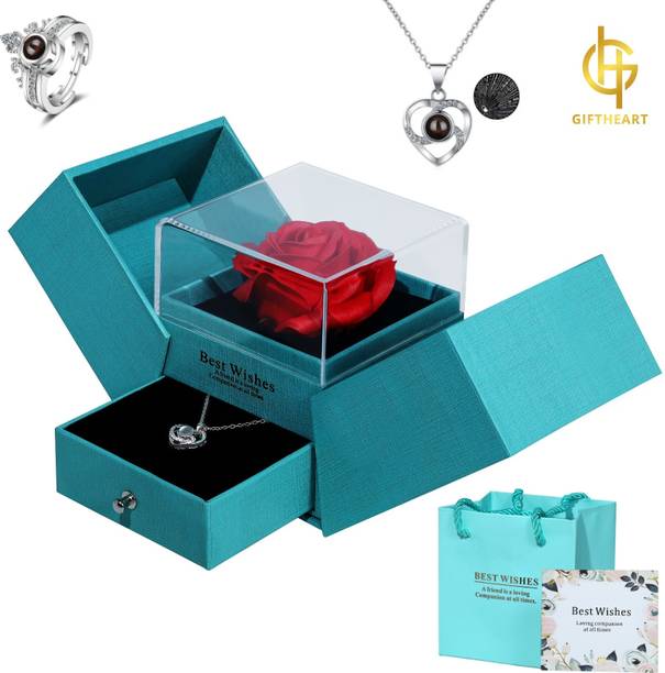 GiftHeart Artificial Flower, Jewellery, Greeting Card, Showpiece Gift Set