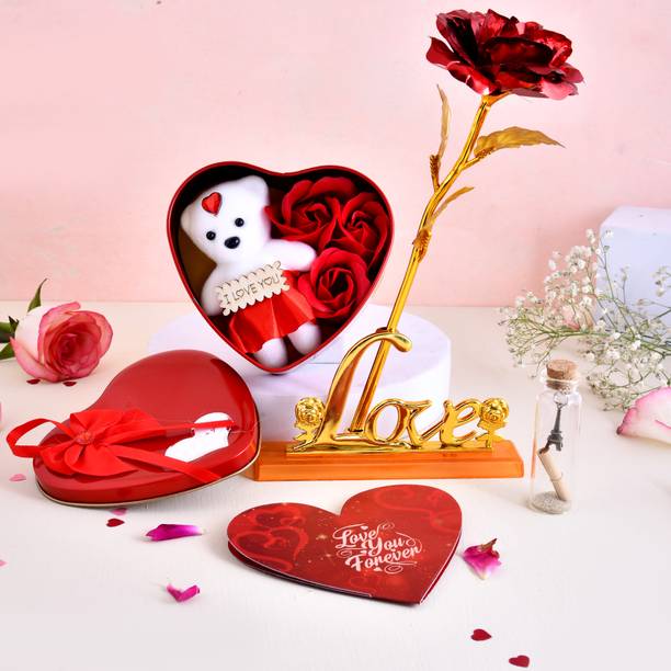 Radiant Crafts Artificial Flower, Showpiece, Soft Toy, Greeting Card Gift Set