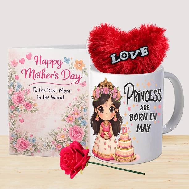 PaMeG Mug, Greeting Card, Artificial Flower, Soft Toy Gift Set