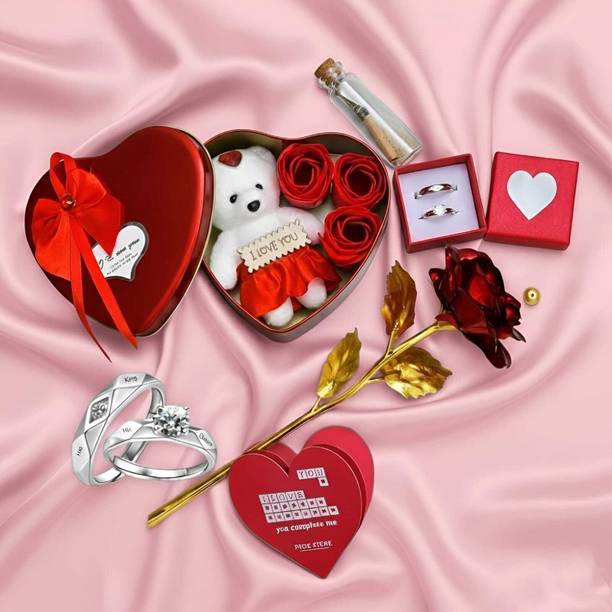 LoveGift Artificial Flower, Soft Toy, Message Pills, Jewellery, Greeting Card, Gift Box Gift Set