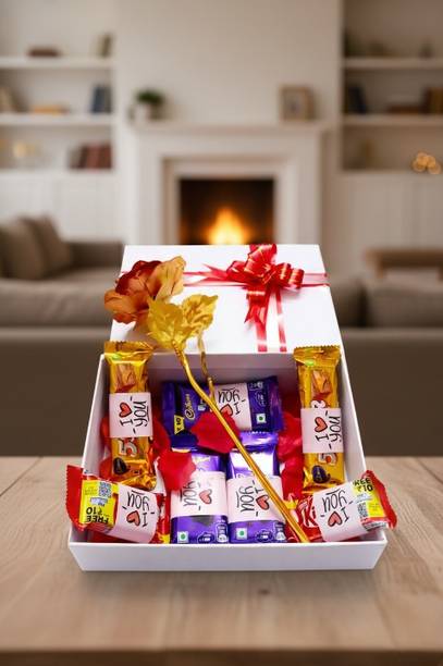 Cadbury valentine chocolate box gift 7 pcs chocolate 1 rose for girlfriend,wife Paper Gift Box