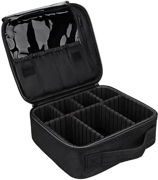 Gorofy Professional Cosmetic Bag Storage Box Portable Brush Holder Organizer Storage Bag Adjustable Dividers & Shoulder Strap, MUA, Makeup Artist Vanity Box