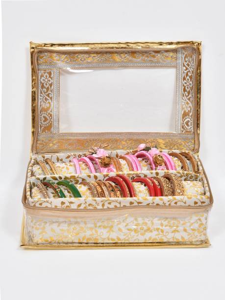 होम फ्रेश Bangle Box 2 Rods Vanity Box with Transparent Window & Zip Suitable Storage-A बैंगल बॉक्स 2 रॉड्स वैनिटी बॉक्स