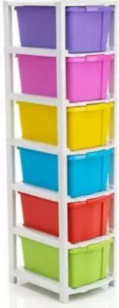 HUMBLE KART 6 Compartments Plastic 6 Layer Foldable Multipurpose Plastic Rectangular Modular Drawer