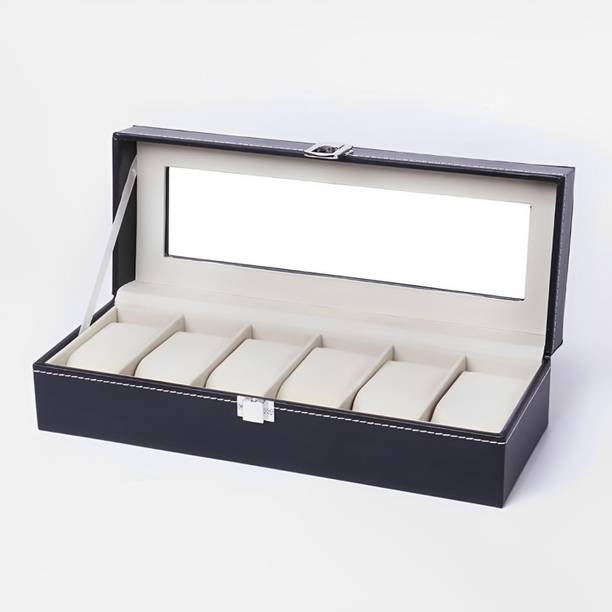 AARON INC Premium PU Leather 6 Slot Wrist Watches Display Storage Box Display Storage Case, Organizers Storage Boxes for Wrist Watch Vanity Box