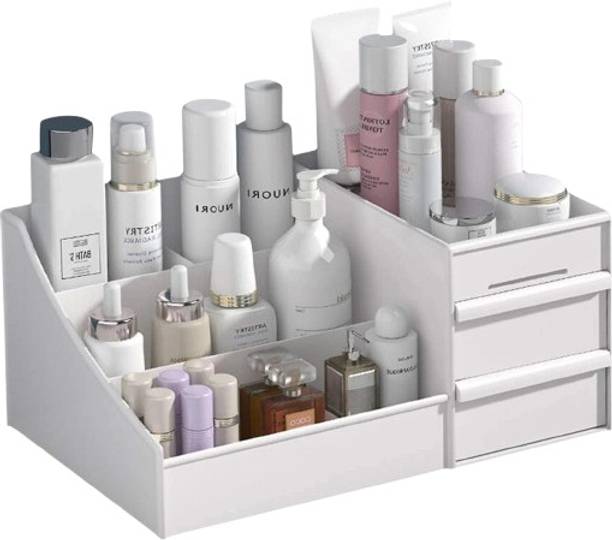 senoprime Aesthetic Plastic Makeup Organizer Box with Drawers for Dressing Table Vanity Multipurpose Storage Organizer Vanity Box