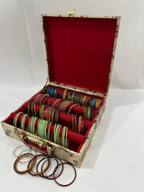 tosim WOODEN PRINTED TRENDY 4 ROD BANGLE BOX And Number Lock system Lockable Vanity Box Vanity Box