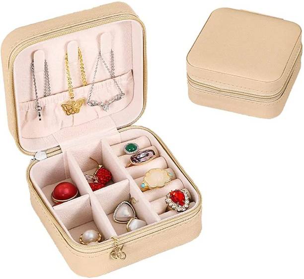 vitzie Jewellery Organiser PU Leather Zipper Portable jewelry store box, travel box, rings , chains etc., water proof box Vanity Box