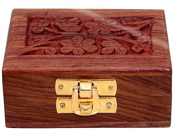 Shine Shopping Wooden Small Storage Box for Jewellery/ Gifts/ Showcase (Pack Of 1) Multi Purpose Vanity Box