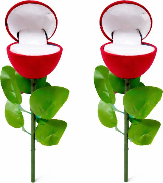 S Mark Rose with leaf shape ring Box For Girls and Women (Pack of 2) JEWELLERY BOX Vanity Box