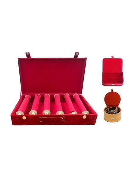 ultimatefashionista combo of 6 roll rod bangle box vanity box clear plastic wooden bangle storage box bridal 3 roll satin bangle box vanity box vanity case cosmetic pouch travel kit brocade jewellery kit vanity case jewellery bangle box vanity box vanity box Vanity Box