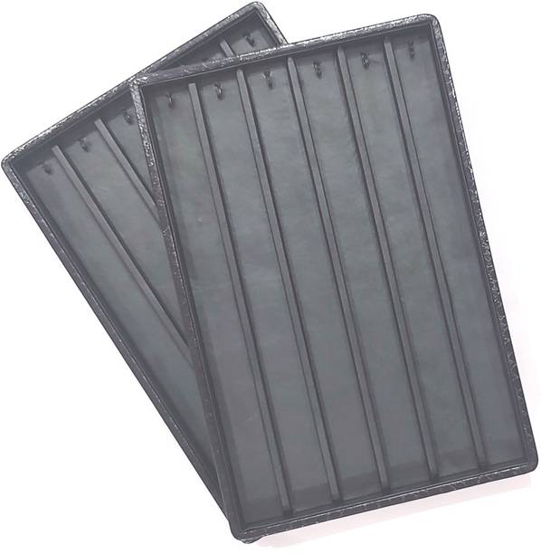 Ruby 2 Pcs Black Faux Leather Payal Display Tray Jewellery Vanity Box